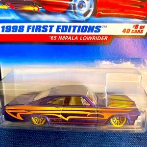 Hot Wheels 1998 FIRST EDITION 635 purple '65 IMPALA LOWRIDER 8 of 40 1:6…